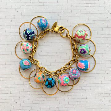 Floral Bead Charm Bracelet