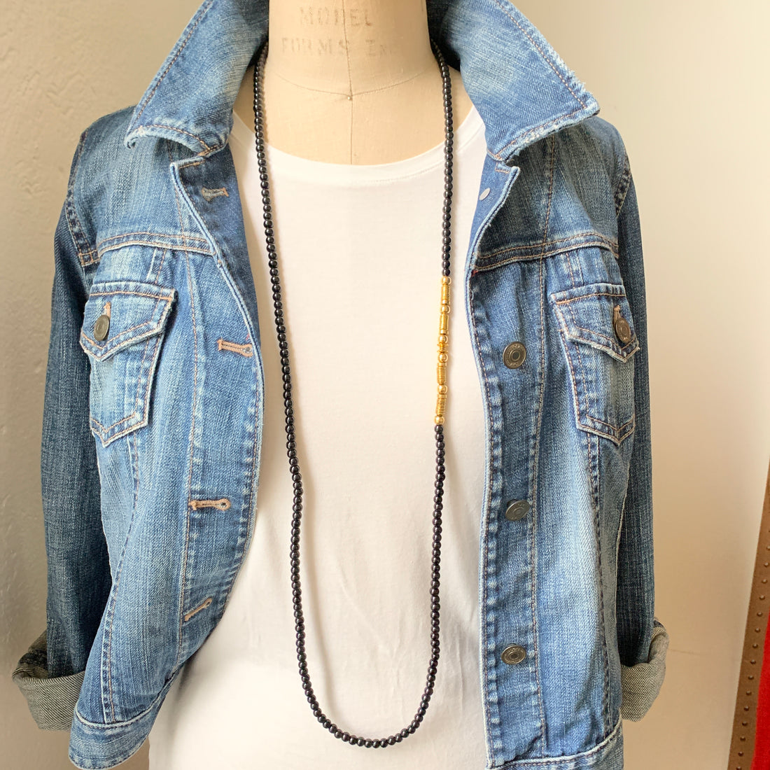 Snake Charmer Black Beaded Necklace