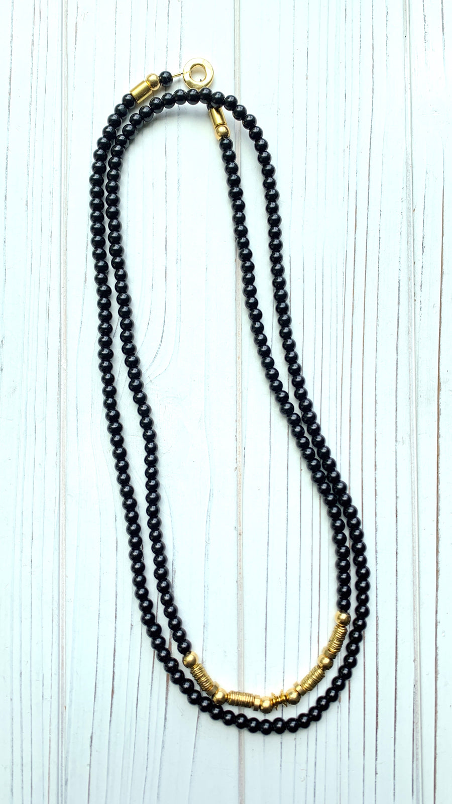 Snake Charmer Black Beaded Necklace