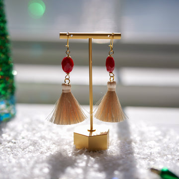 Crimson + Cream Holiday Tassel Earrings