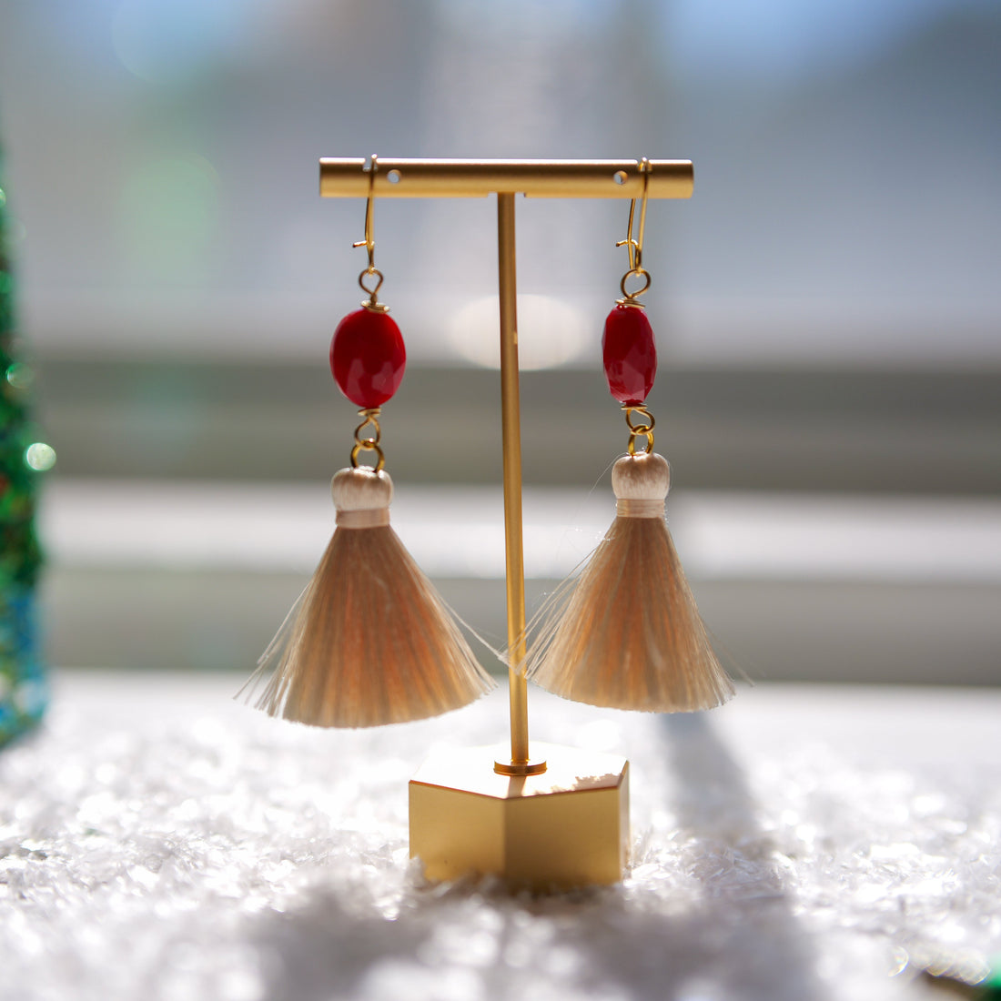 Crimson + Cream Holiday Tassel Earrings