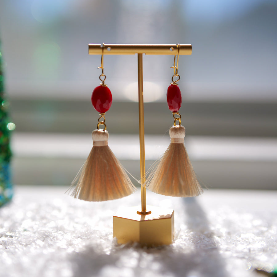 Crimson + Cream Holiday Tassel Earrings