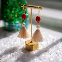 Crimson + Cream Holiday Tassel Earrings
