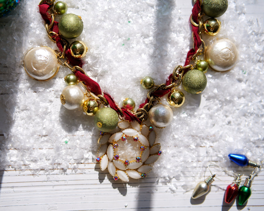Christmas Wreath Vintage Necklace - One-of-a-Kind