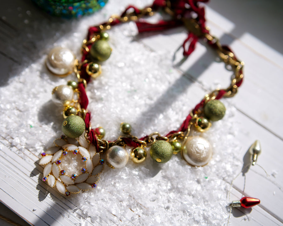 Christmas Wreath Vintage Necklace - One-of-a-Kind