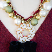 Christmas Wreath Vintage Necklace - One-of-a-Kind