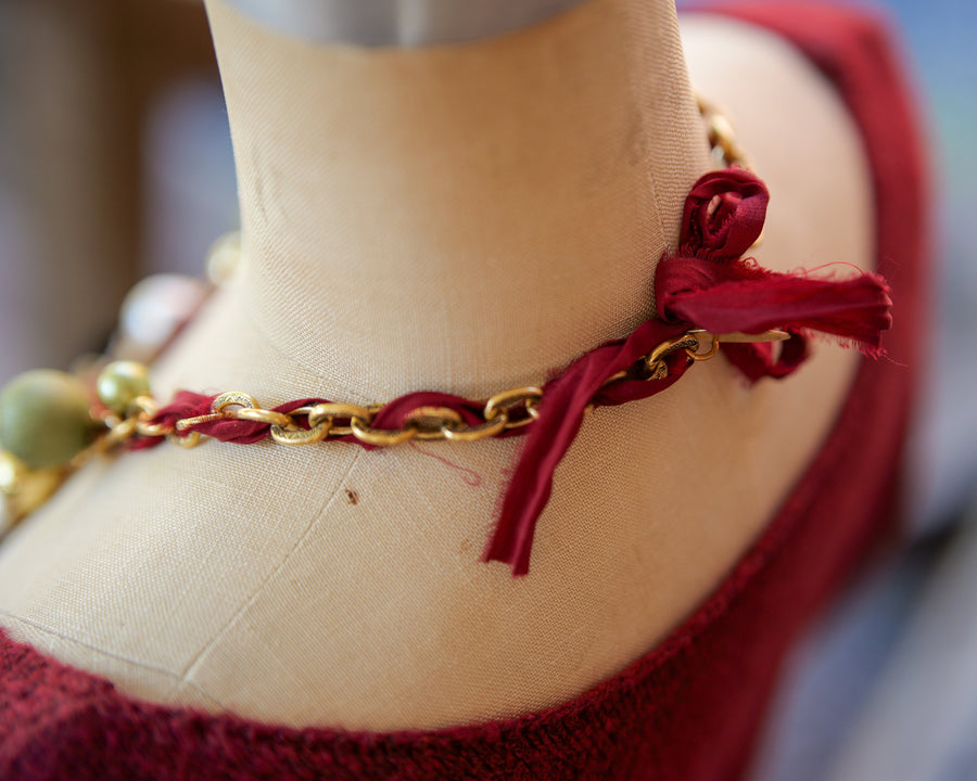 Christmas Wreath Vintage Necklace - One-of-a-Kind