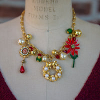Poinsettia Vintage Christmas Necklace - One-of-a-Kind