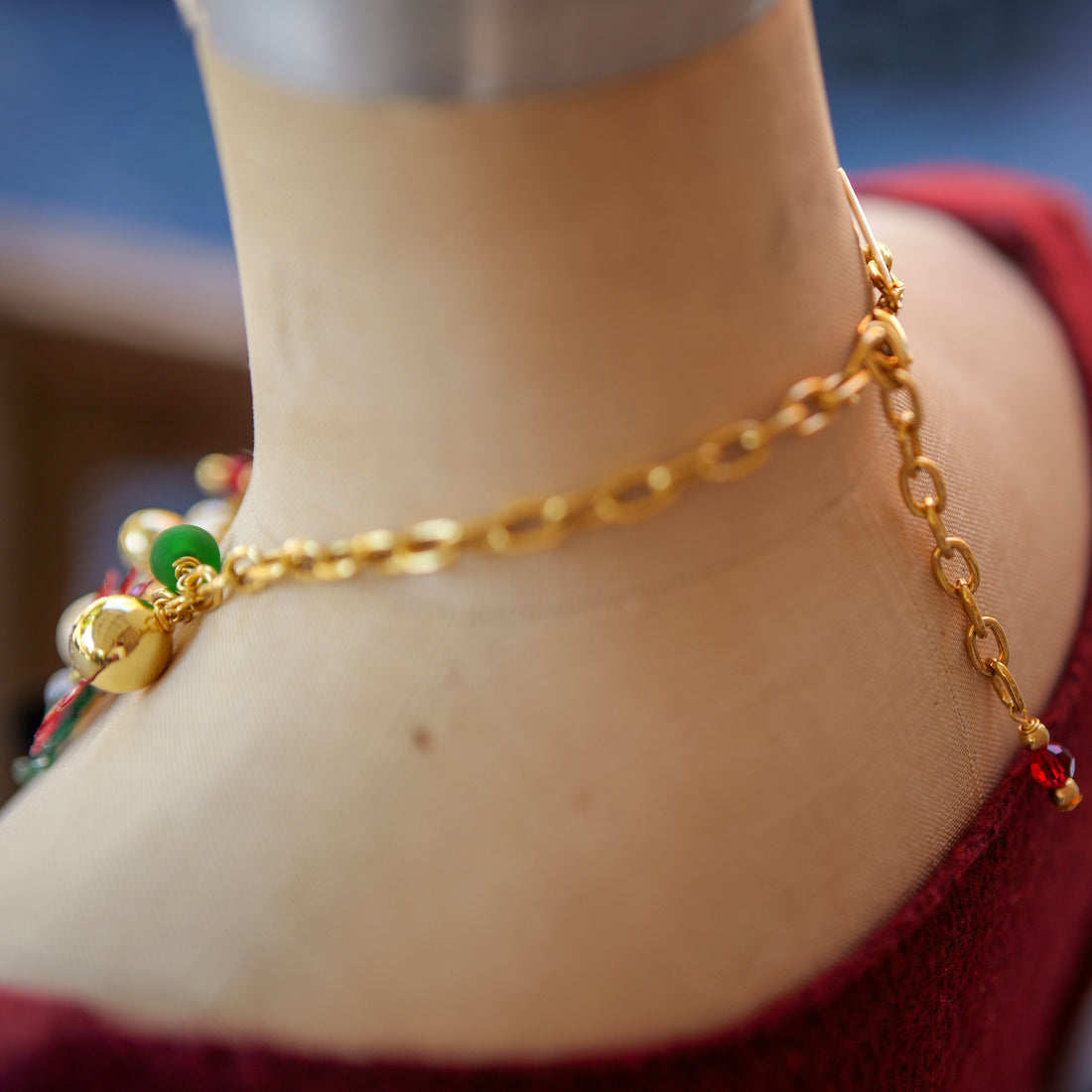 Poinsettia Vintage Christmas Necklace - One-of-a-Kind