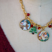 Vintage Santa Stamp Charm Necklace