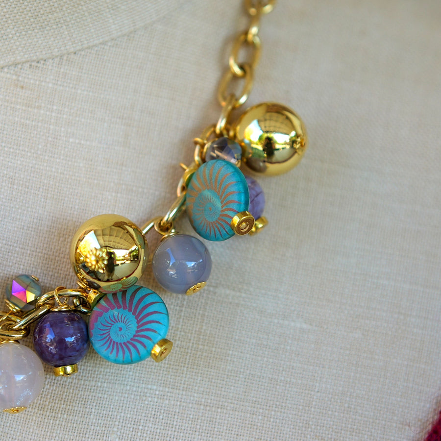 Czech Glass Ammonite Charm Necklace