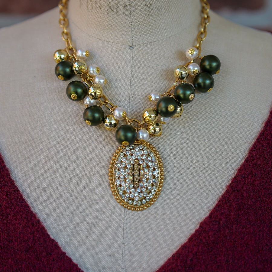 Holiday Bling Cluster Necklace - One-of-a-Kind