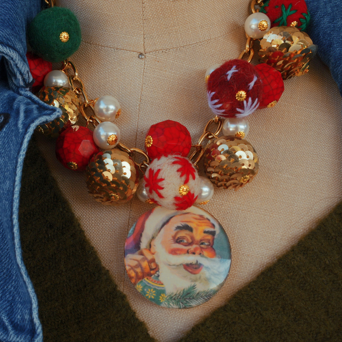 Santa Cluster Necklace