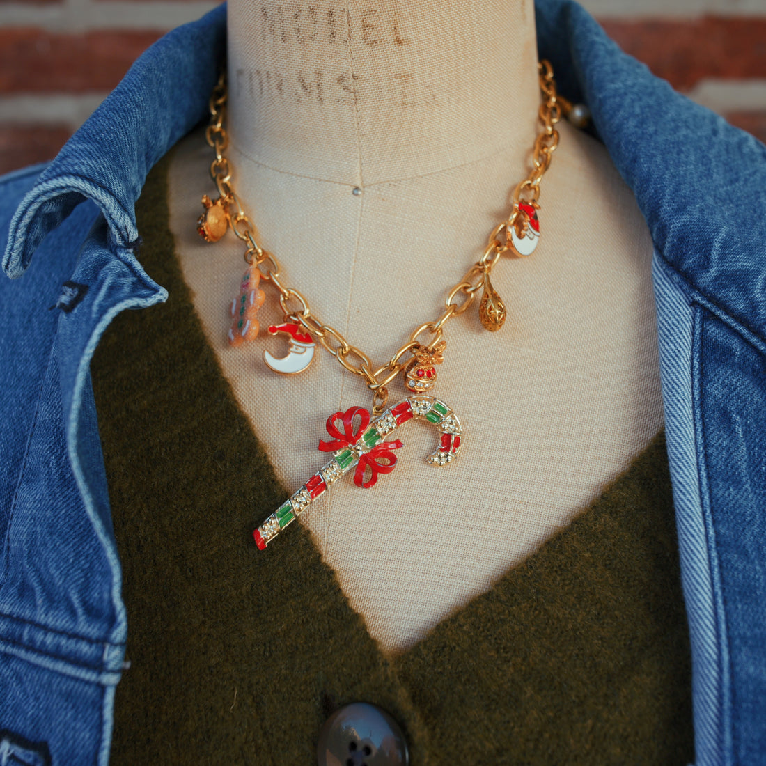 One-of-a-Kind Candy Cane Charm Necklace