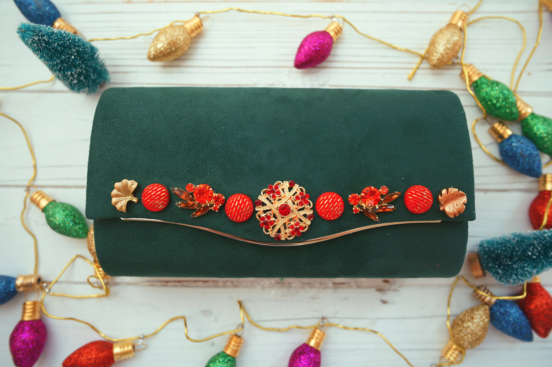 One-of-a-Kind Holiday Clutch Forest Green