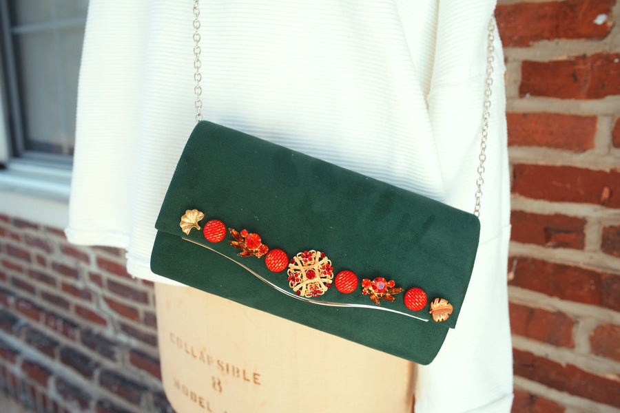 One-of-a-Kind Holiday Clutch Forest Green