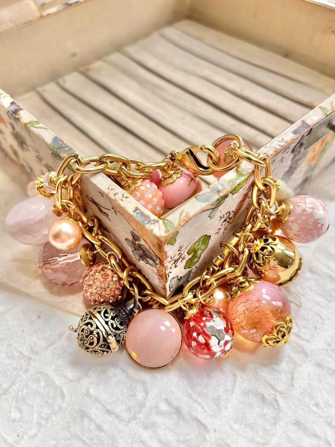 Peony Pink Charm Bracelet