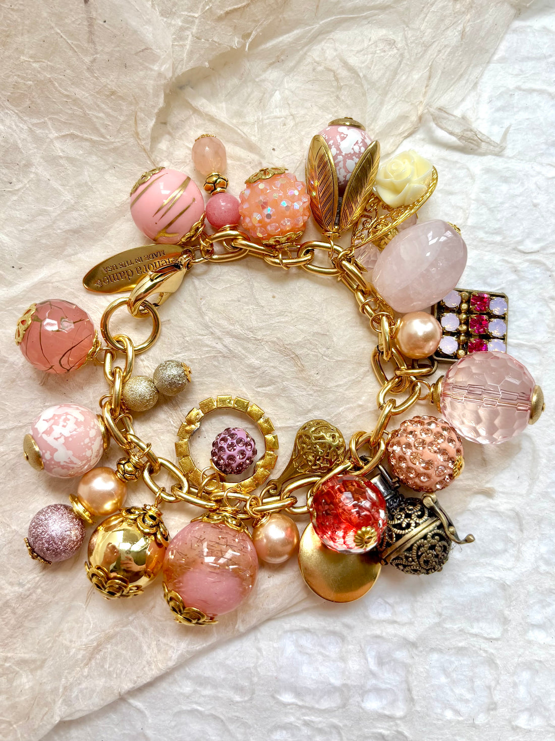 Peony Pink Charm Bracelet