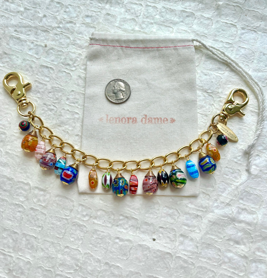 Millefiori Glass Beads Bag Chain