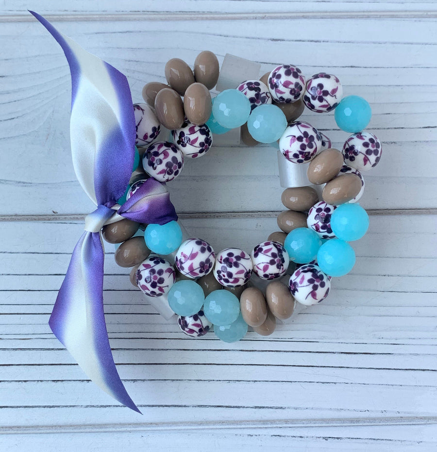 4-Piece French Bread Stretch Bracelet Set