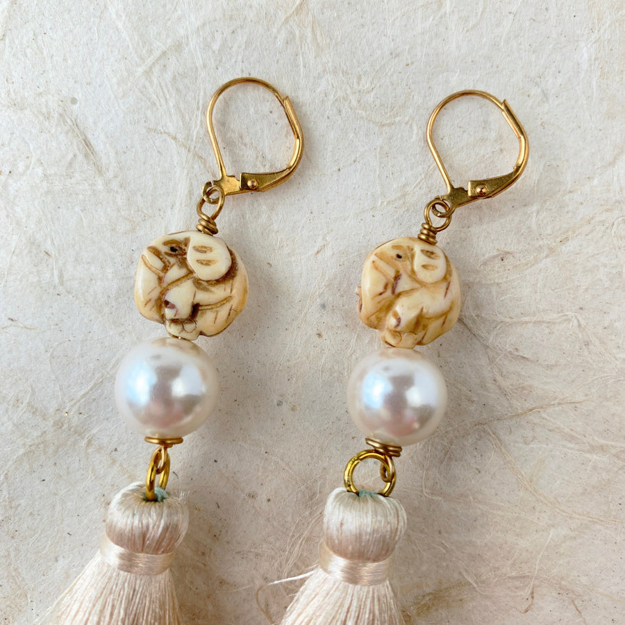 Carved Elephant Earrings