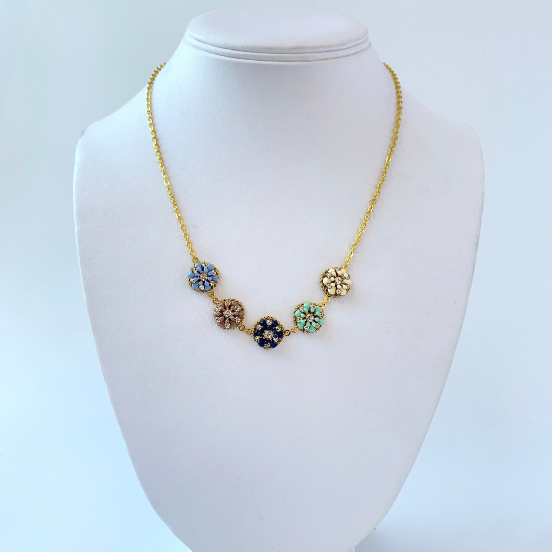 Sweetest Thing Delicate Flower and Rhinestone Choker Necklace