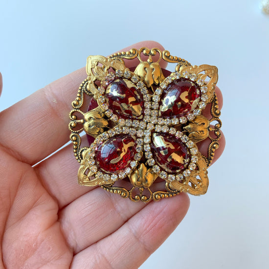 Ruby Slipper Rhinestone Brooch