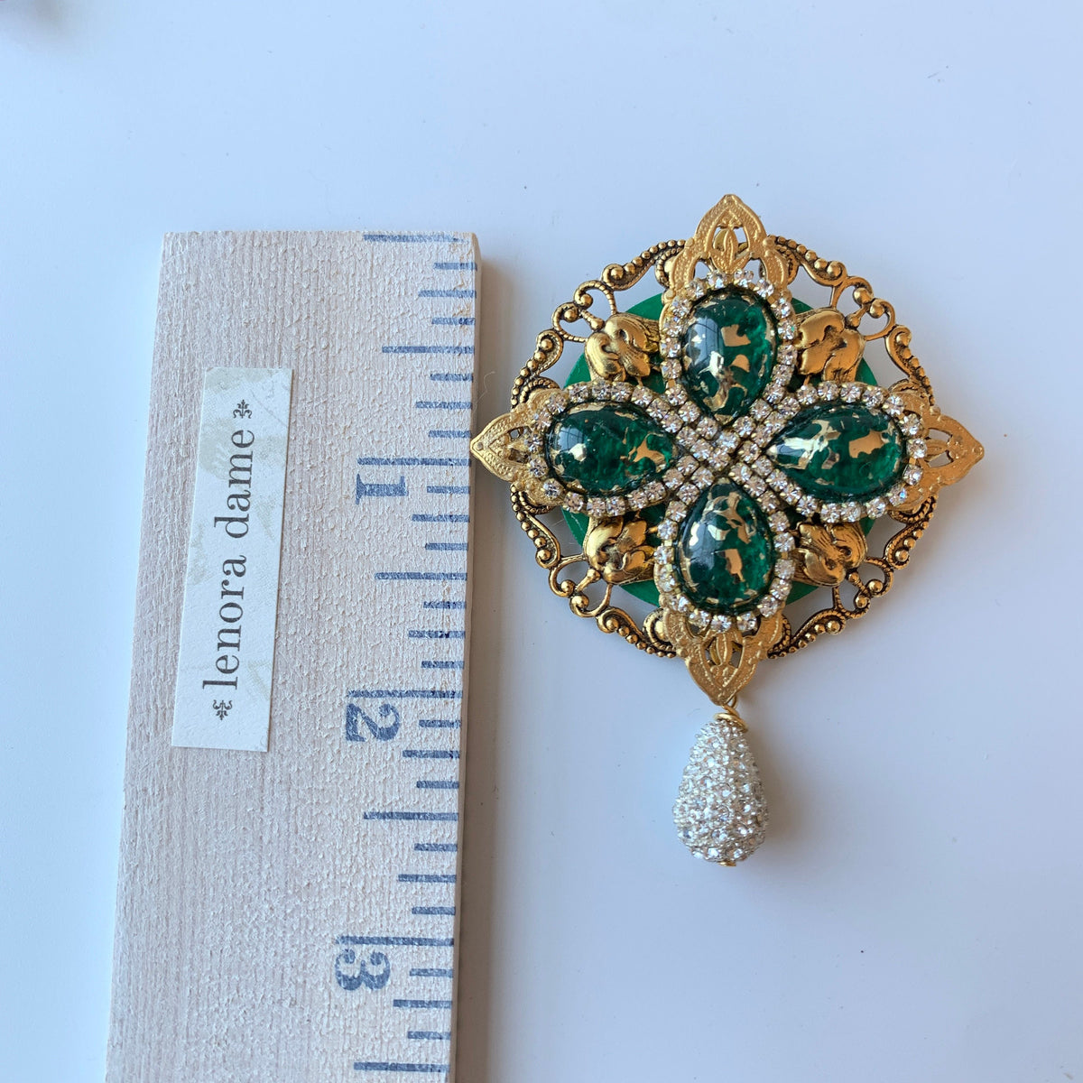 Emerald Isle Rhinestone Brooch