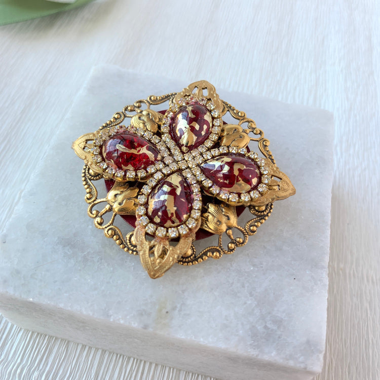 Ruby Slipper Rhinestone Brooch