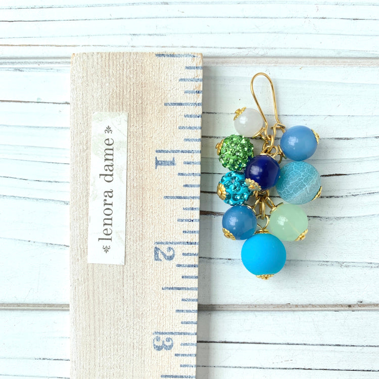 Colorful Beaded Dangle Earrings - 2 Color Options