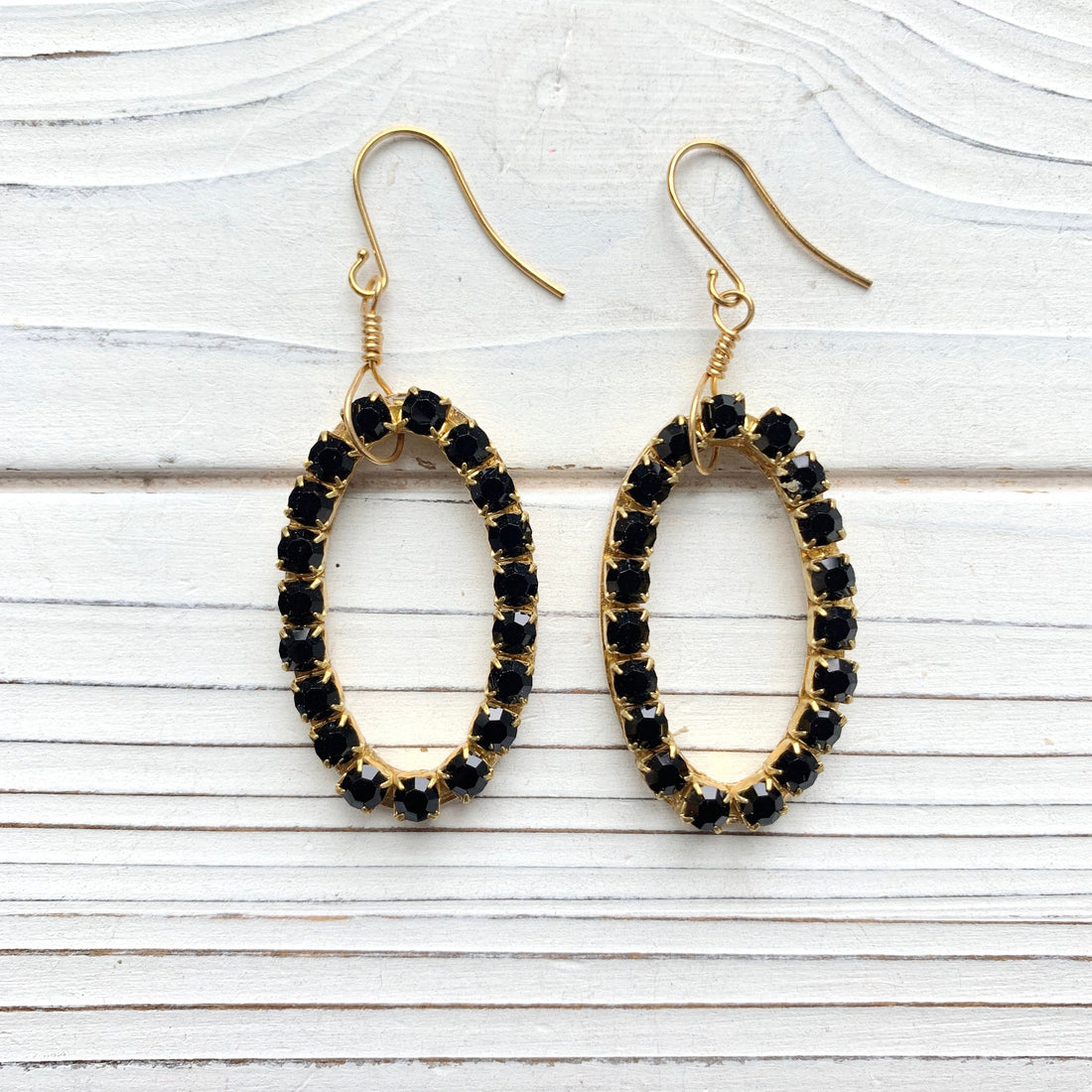 Swarovski Rhinestone Oval Hoop Earrings - Choice of Rhinestone Color