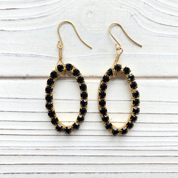 Swarovski Rhinestone Oval Hoop Earrings - Choice of Rhinestone Color