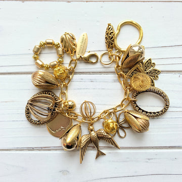Vintage Inspired Gilded Charm Bracelet