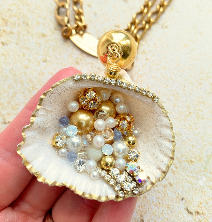 Lenora Dame Clam Seashell Pendant Necklace - One-of-a-Kind