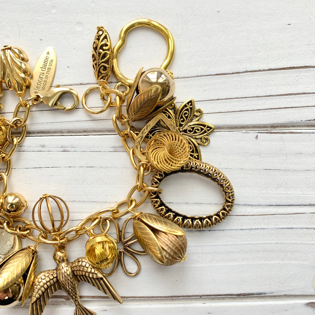 Vintage Inspired Gilded Charm Bracelet