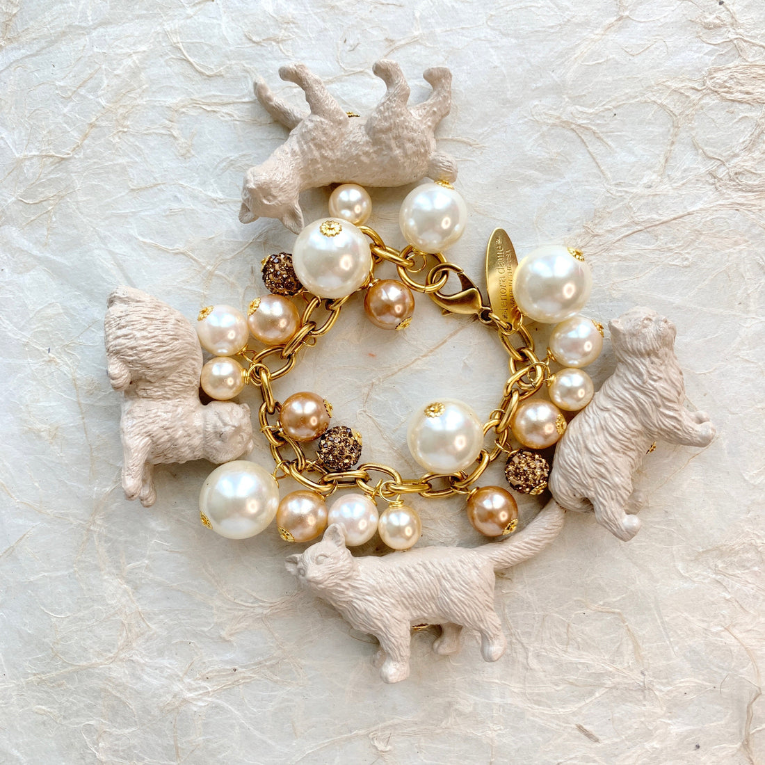 Lenora Dame Pearl Must Love Cats Charm Bracelet