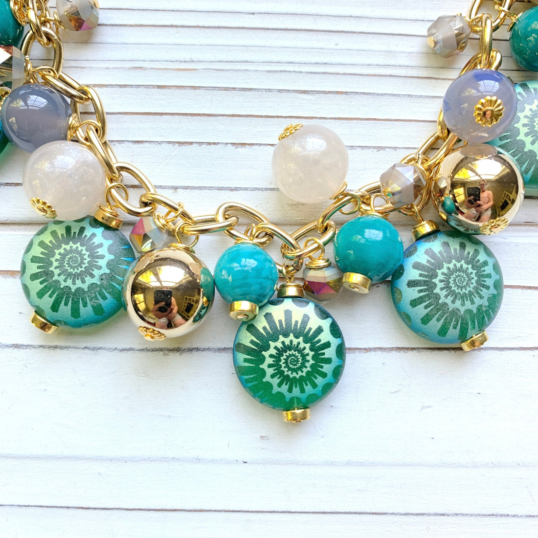NEW Lenora Dame Czech Glass Ammonite Charm Necklace