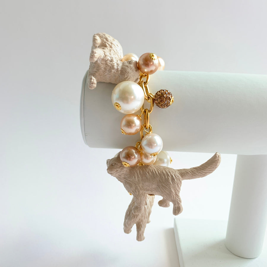 Lenora Dame Pearl Must Love Cats Charm Bracelet