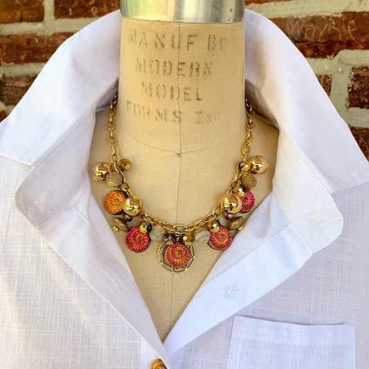 Lenora Dame Sunset Red Ammonite Charm Necklace