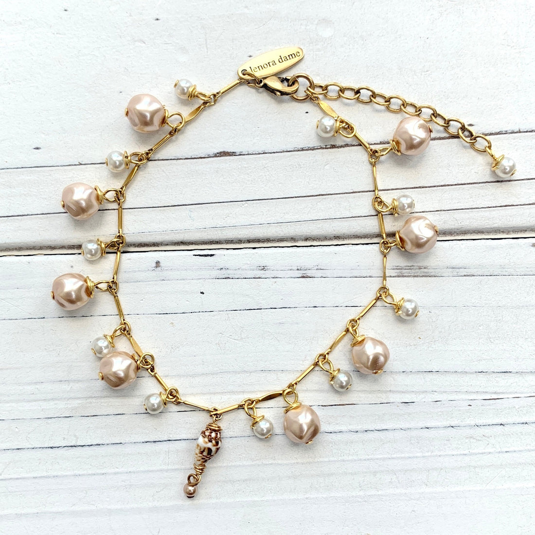 Lenora Dame Shell Pink Freshwater Pearl Anklet for Women