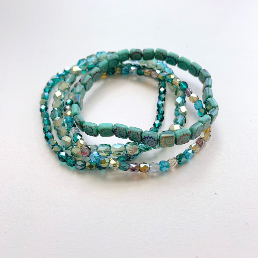 Lenora Dame Ammonite Stretch Bracelet Set