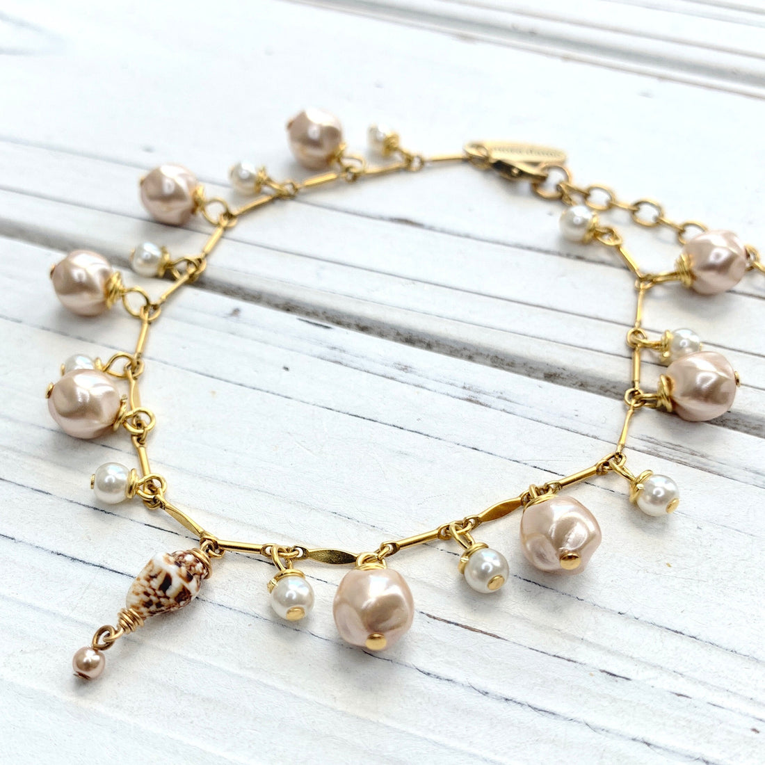 Lenora Dame Shell Pink Freshwater Pearl Anklet for Women