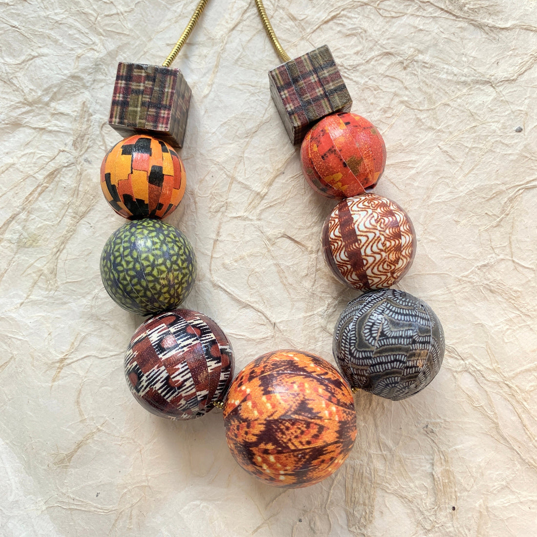 Lenora Dame Autumnal Decoupage Statement Necklace