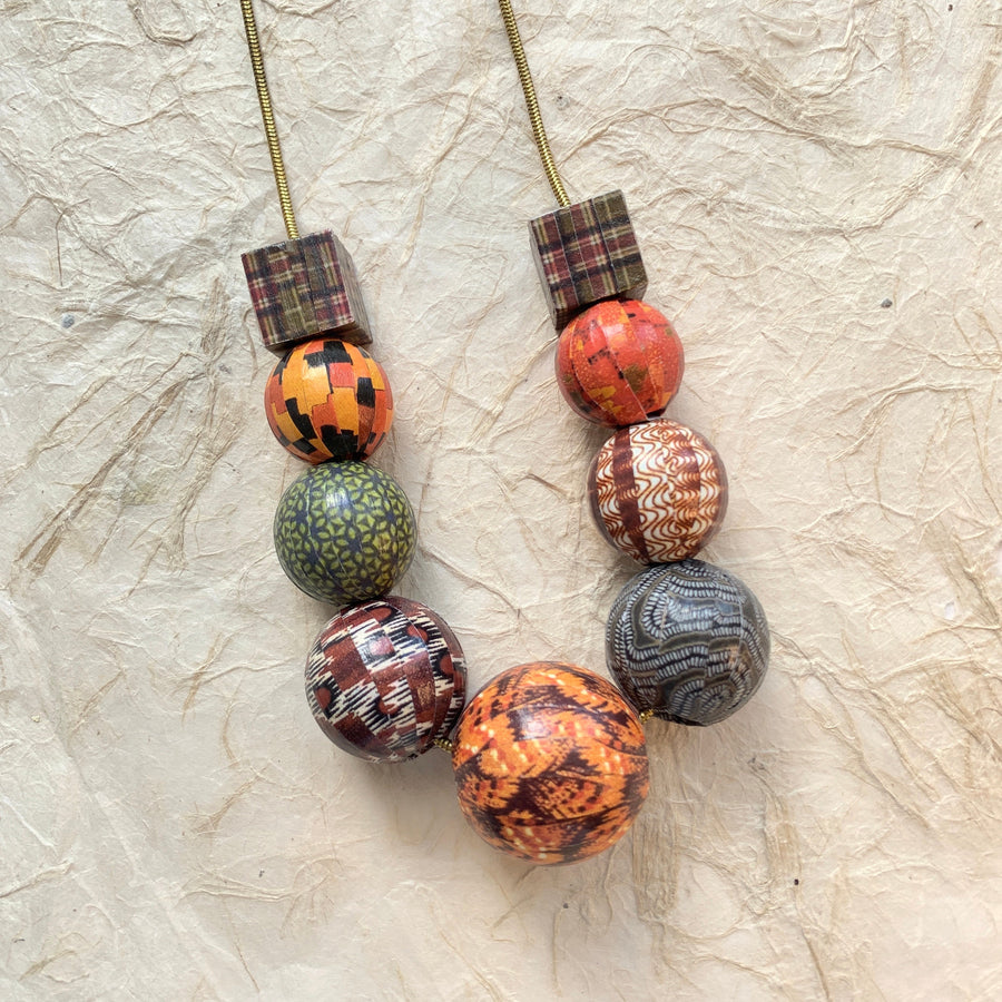 Lenora Dame Autumnal Decoupage Statement Necklace