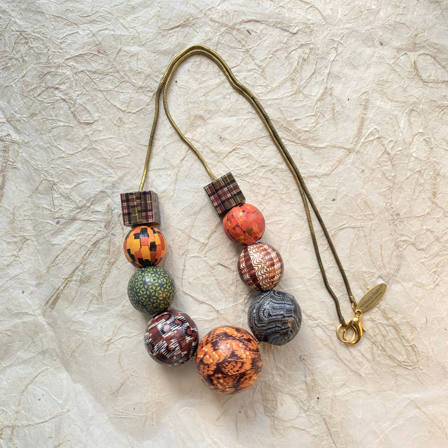 Lenora Dame Autumnal Decoupage Statement Necklace