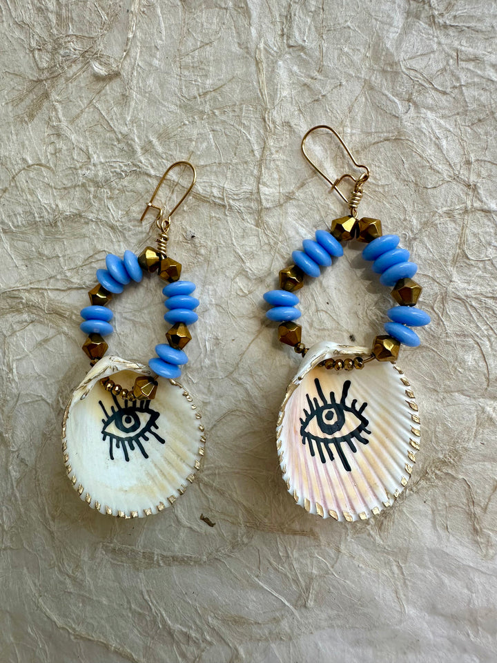 Lenora Dame Seashell Eye Earrings
