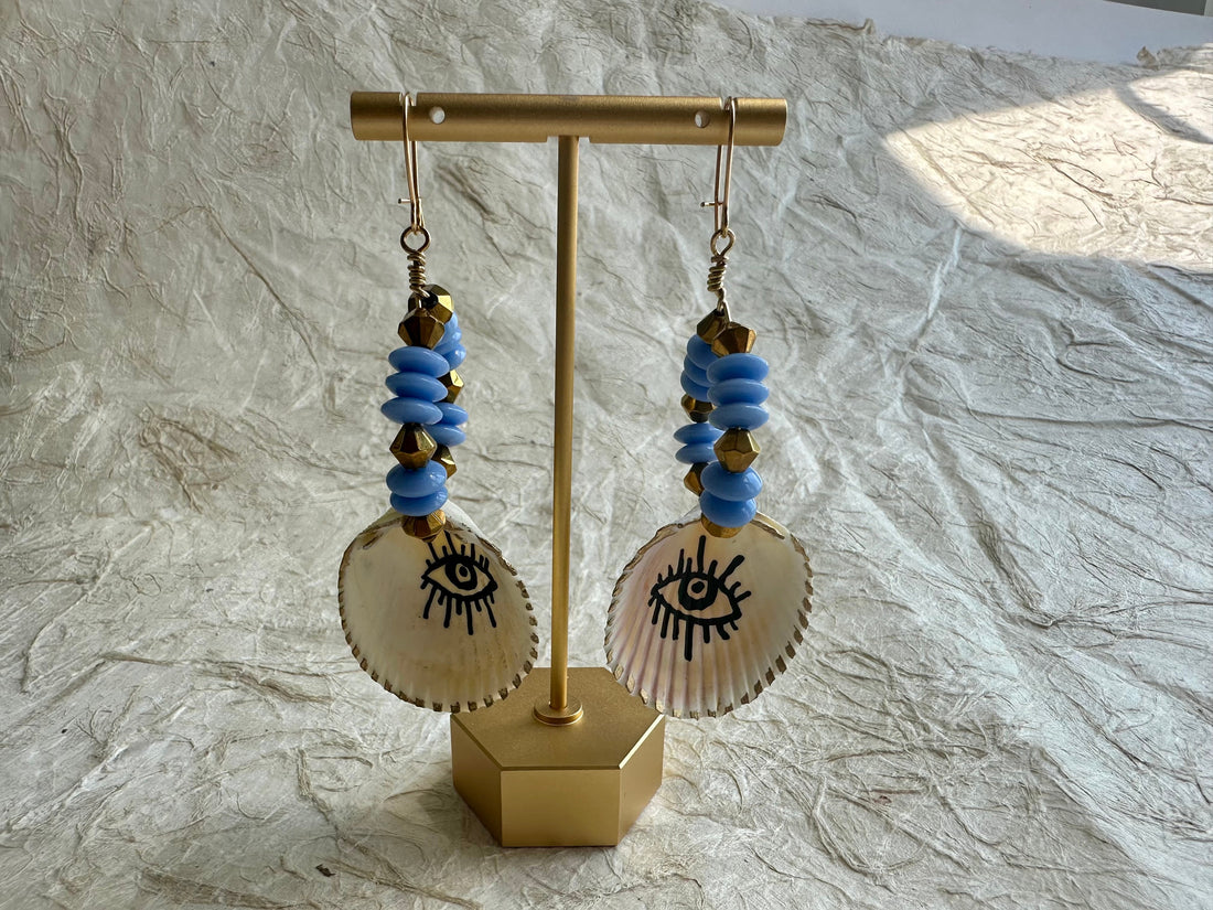 Lenora Dame Seashell Eye Earrings