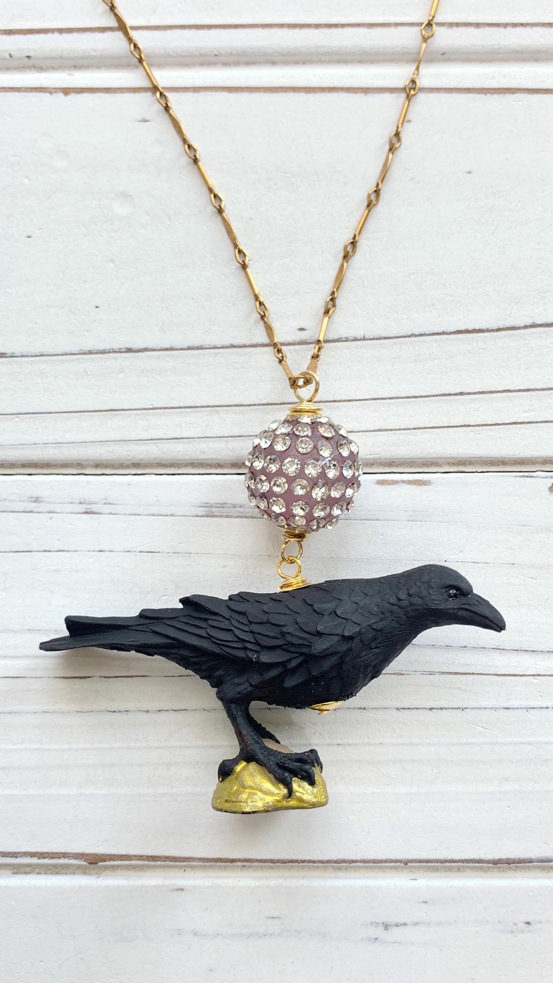 Lenora Dame Raven Necklace - Crow Charm Necklace