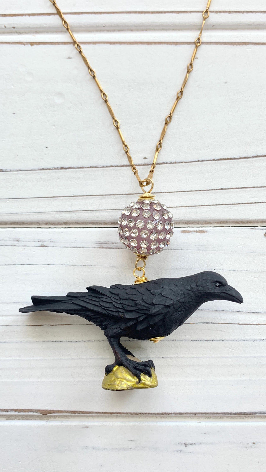 Lenora Dame Raven Necklace - Crow Charm Necklace