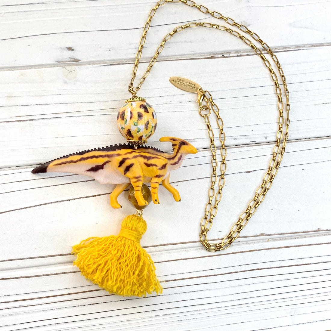 Lenora Dame Parasaurolophus Dinosaur Pendant Necklace - One-of-a-Kind